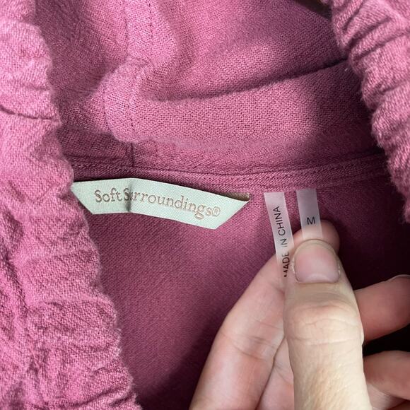 Soft Surroundings | Dark Pink Gypsy Gauze Cotton Pullover Cowl Neck Tunic Top - Picture 6 of 8